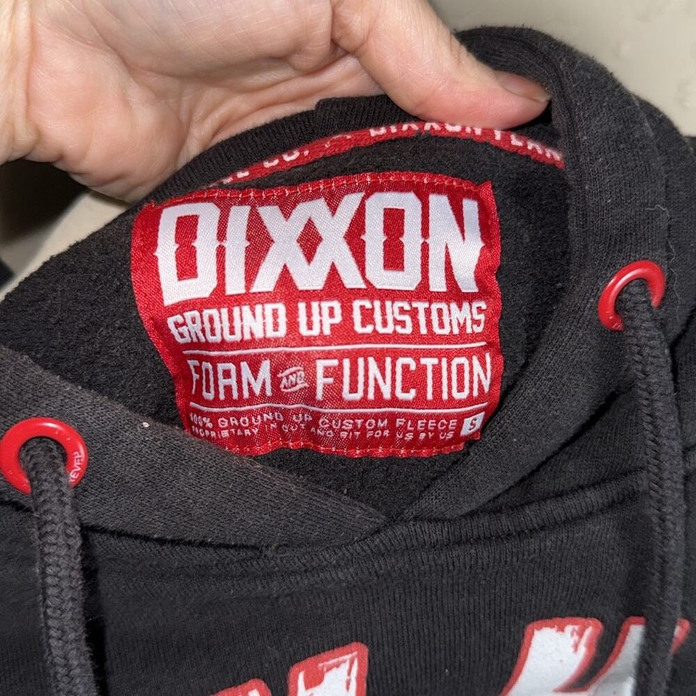Dixxon black and red work hard graphic hoodie mens/unisex size small - Picture 3 of 6